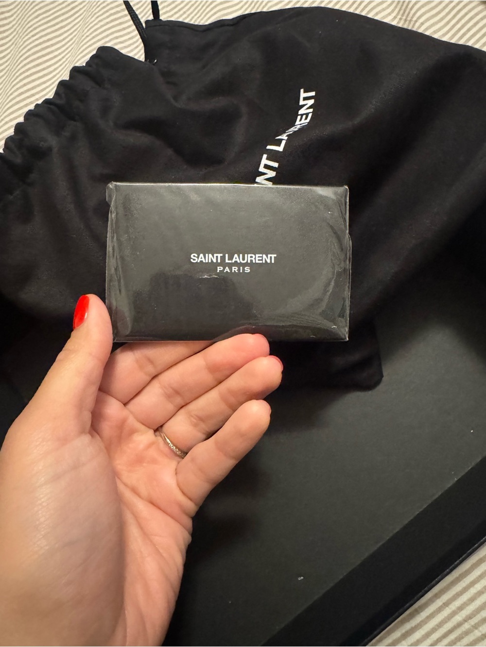 Saint Laurent Grain De Poudre Matelasse Monogram Mini Lou Camera Bag in Black - Picture 2 of 8